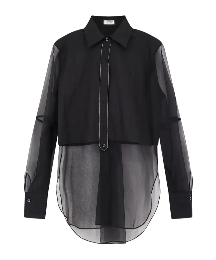 Panelled Long-Sleeved Poplin Shirt