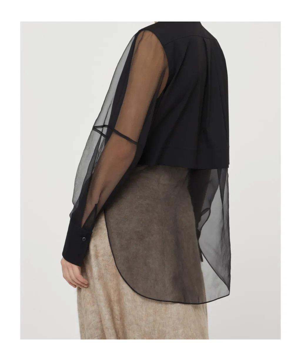 Panelled Long-Sleeved Poplin Shirt