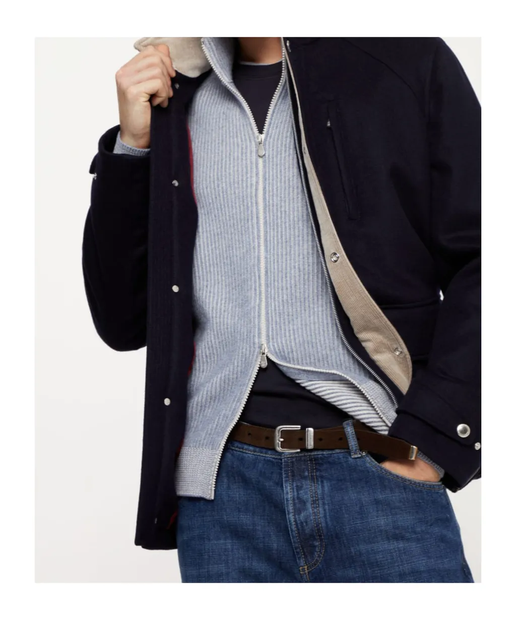 Corduroy-Collar Press-Stud Shirt Jacket