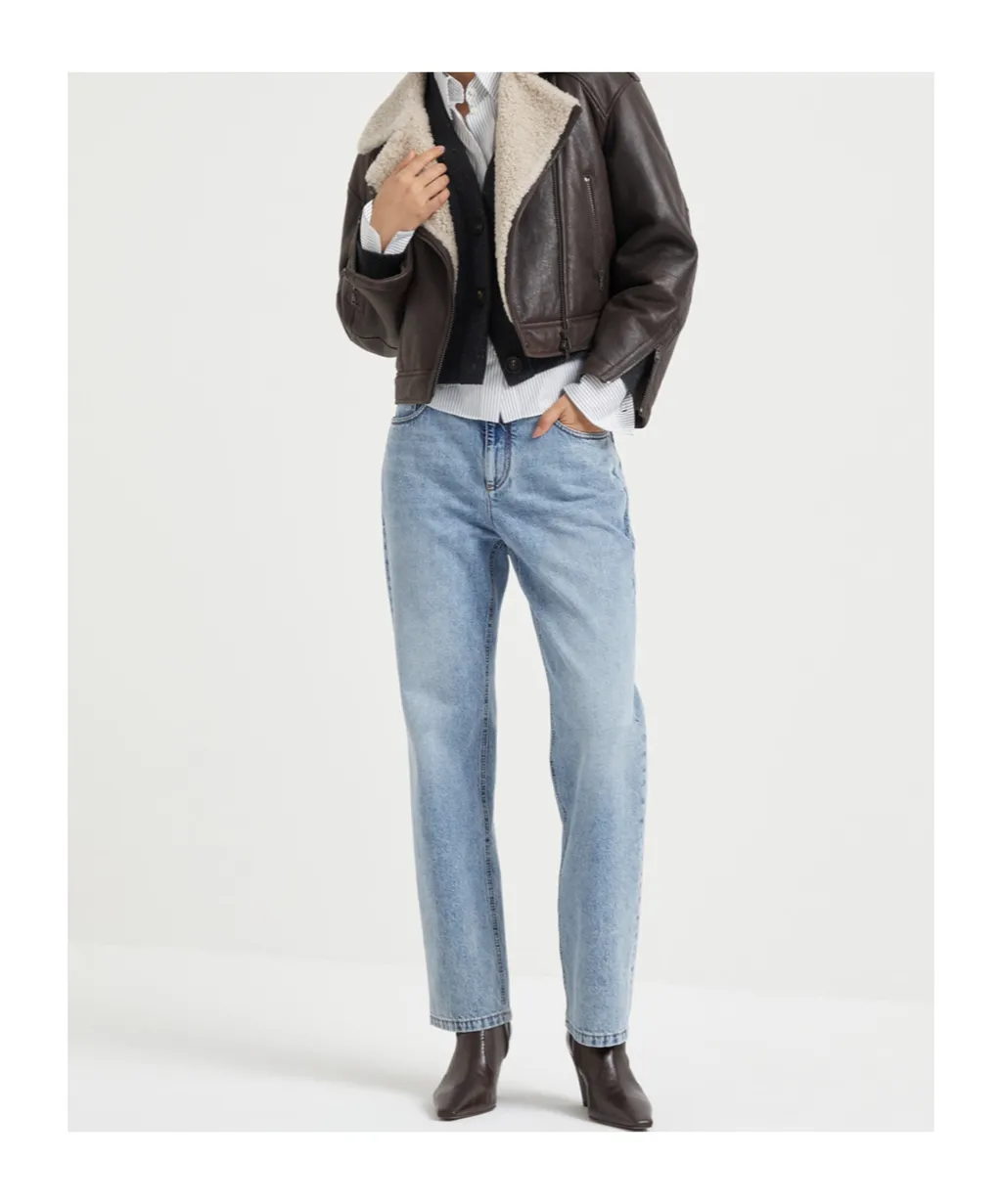 Straight-Leg Denim Jeans