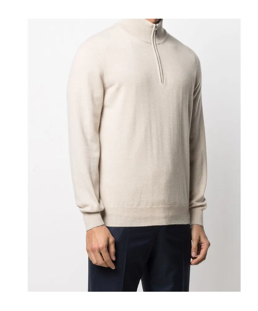Funnel-Neck Knitted Polo Shirt
