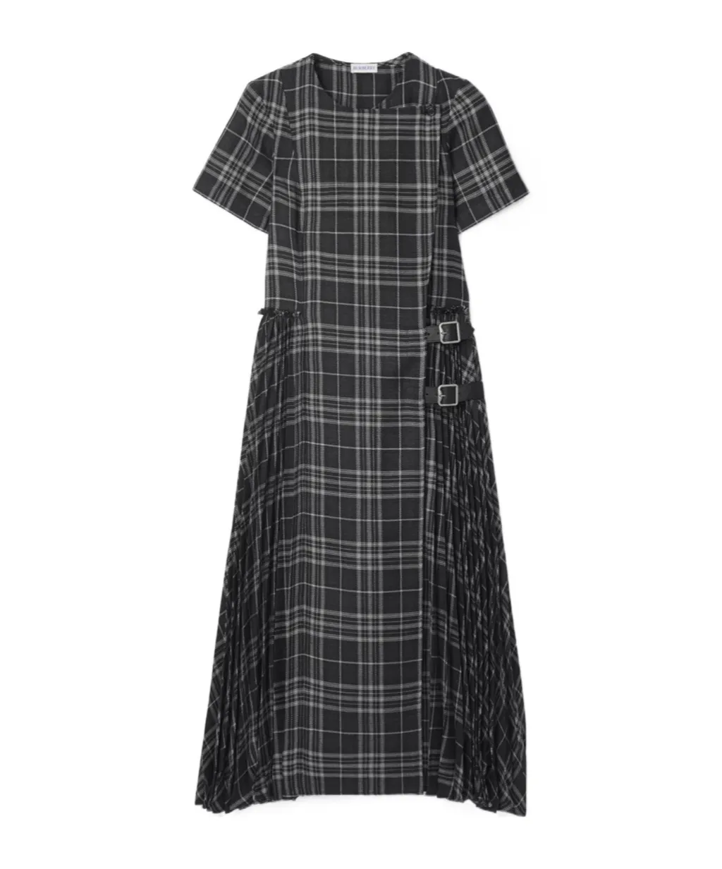 Check Printed Short-Sleeved Dress