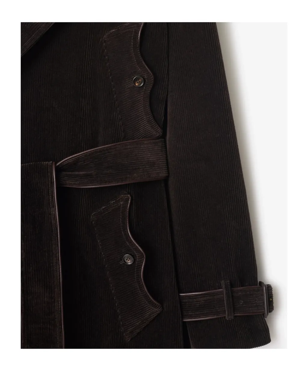 Belted Waist Corduroy Trench Coat