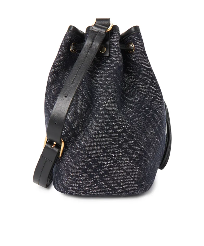 Drawstring Denim Bucket Bag