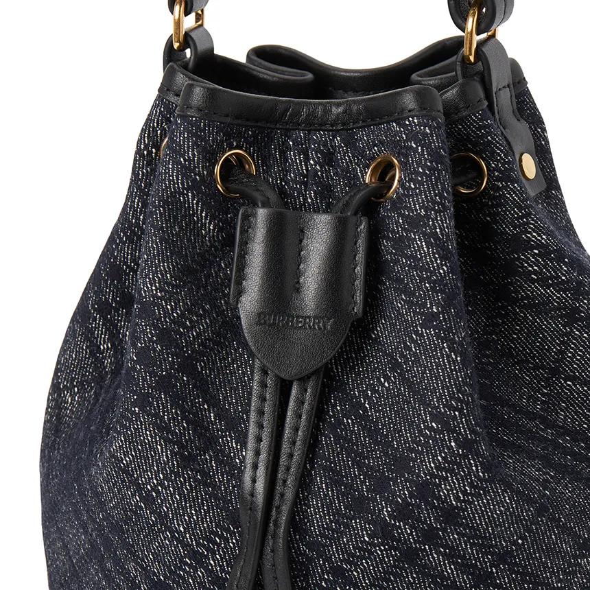 Drawstring Denim Bucket Bag