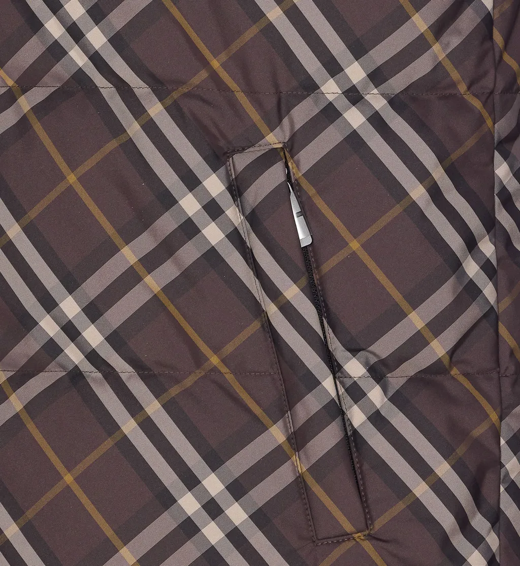 Checked Zip-Up Reversible Puffer Vest