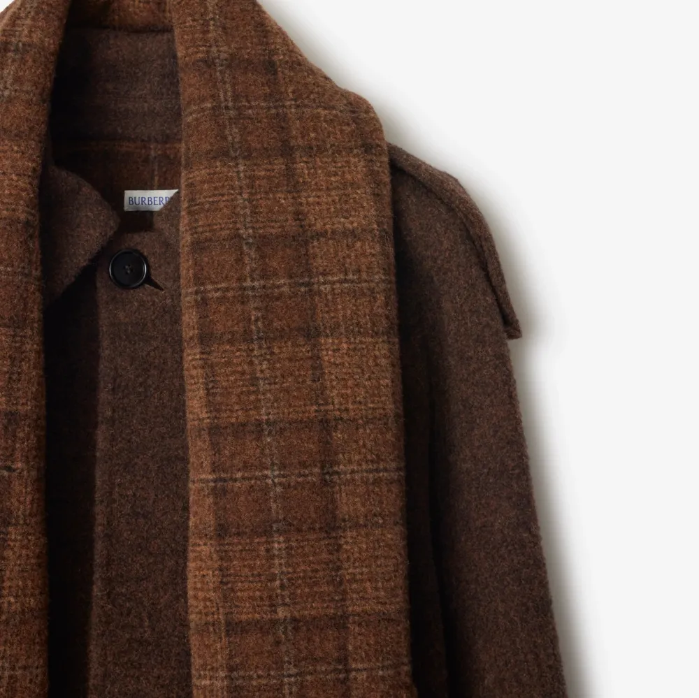 Detachable Checked Fringed Scarf Jacket
