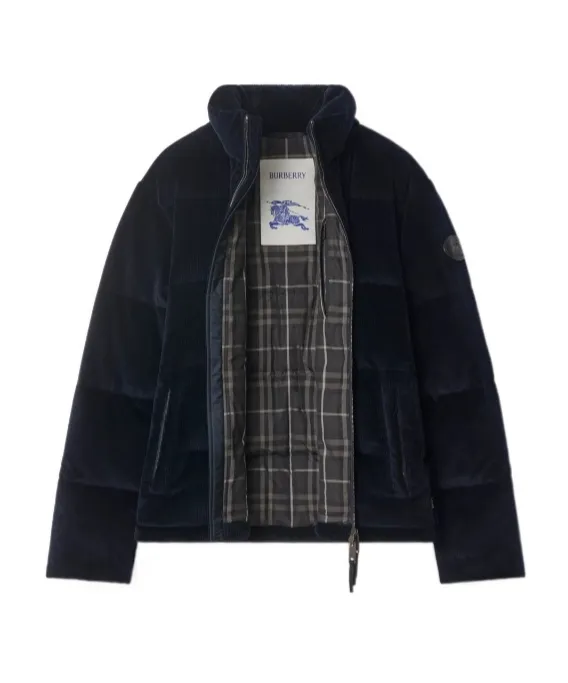 Ekd Logo Patch Cropped Corduroy Down Jacket