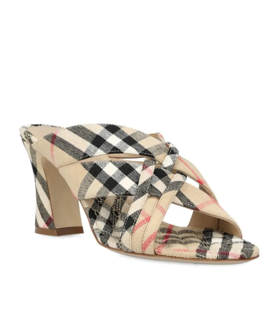 Checked Slip-On Sandals