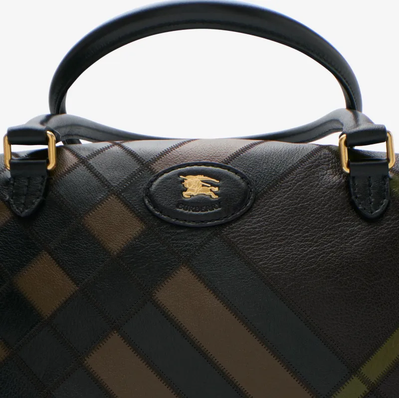 Logo Patch Checked Tote Bag