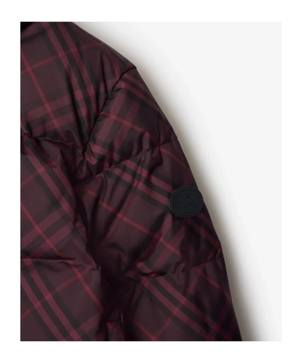 Checked Zip-Up Puffer Jacket