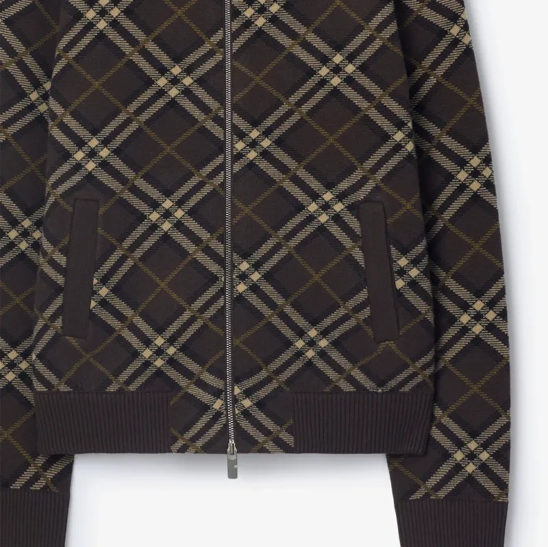 Checked Zip-Up Bomber Jacket