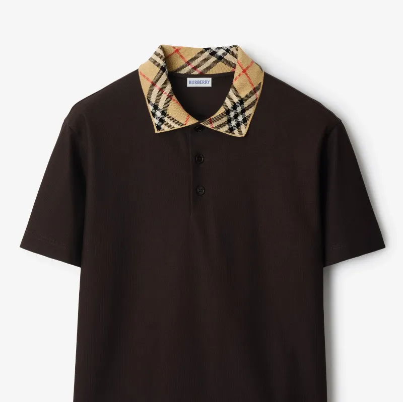 Check Collar Short Sleeved Polo Shirt