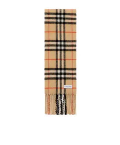 Narrow Check Fringed Scarf