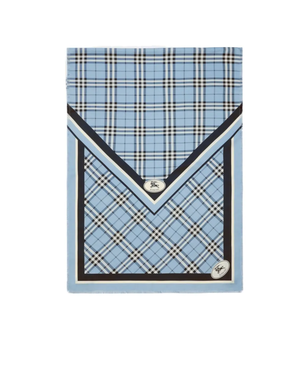 Check Knight Stamp Silk Scarf