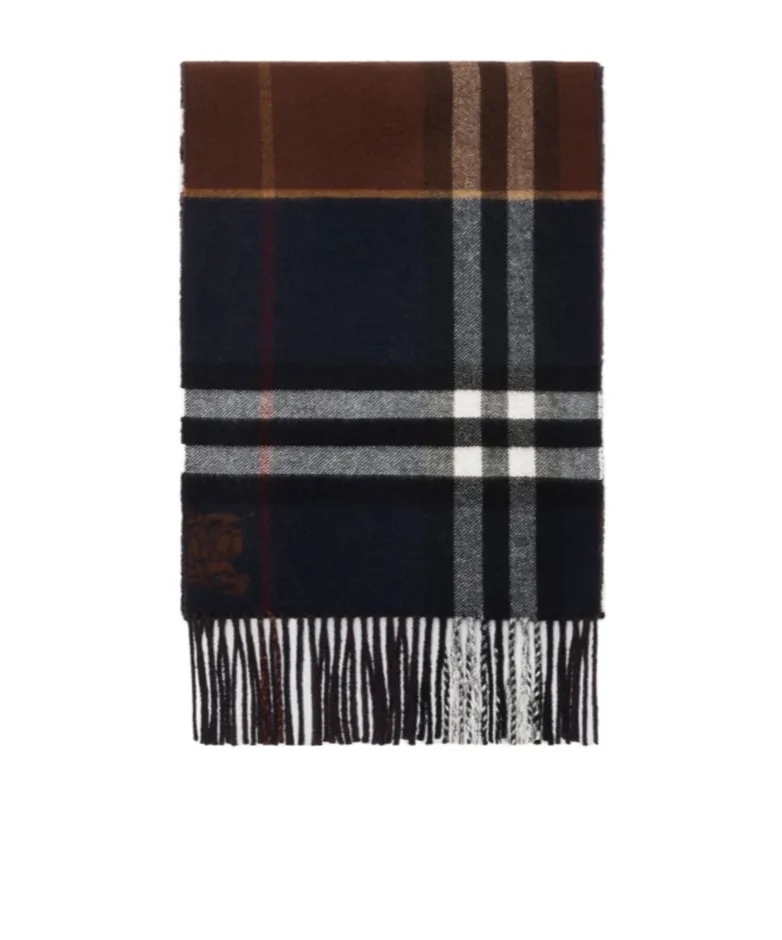 Checked Fringed-Edge Scarf