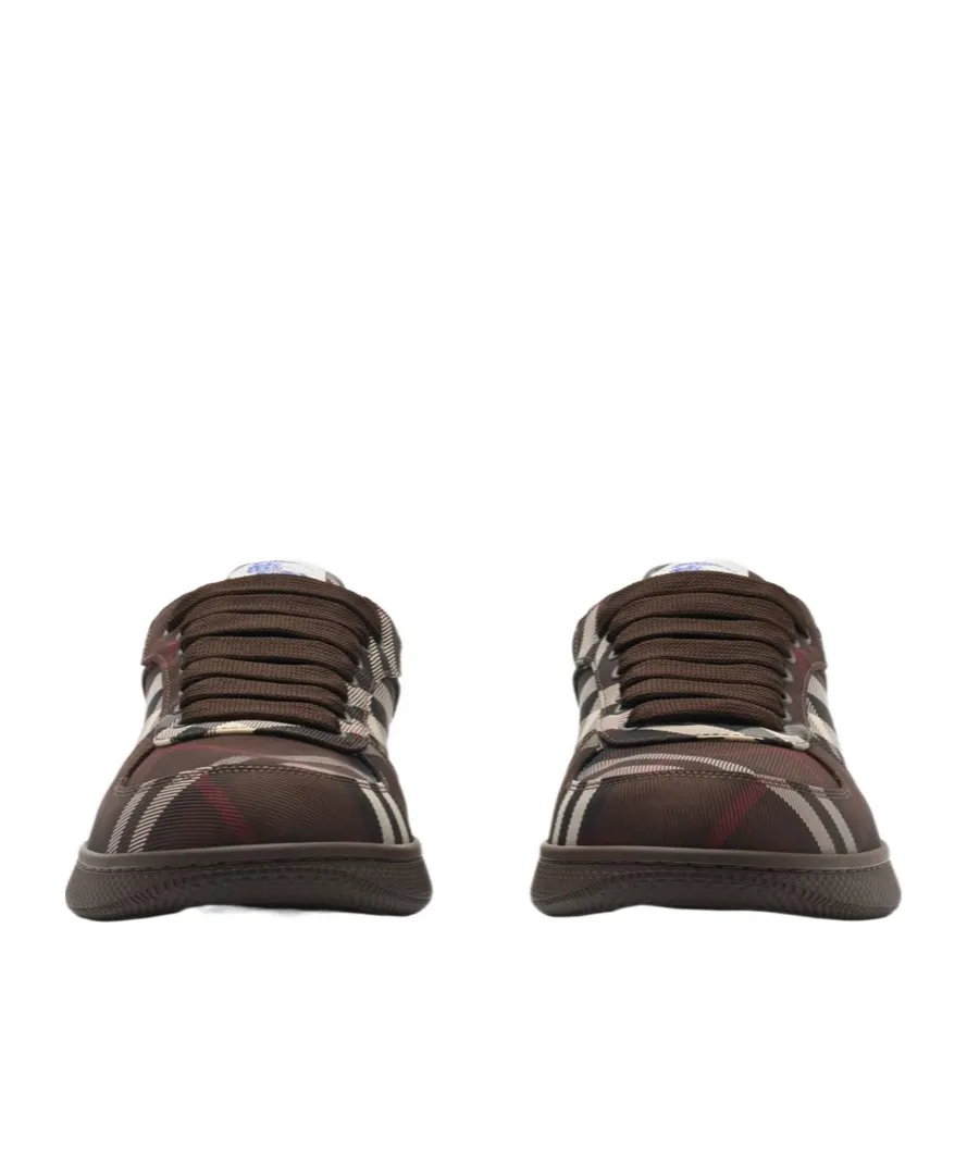 Check-Pattern Lace-Up Sneakers