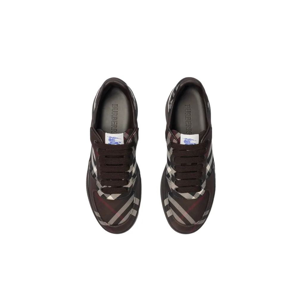Check-Pattern Lace-Up Sneakers