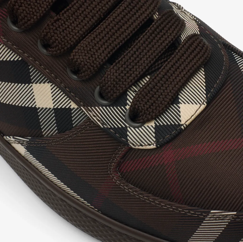 Check-Pattern Lace-Up Sneakers
