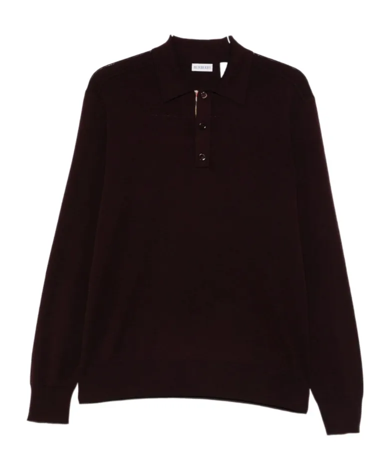 Long Sleeved Knitted Polo Shirt