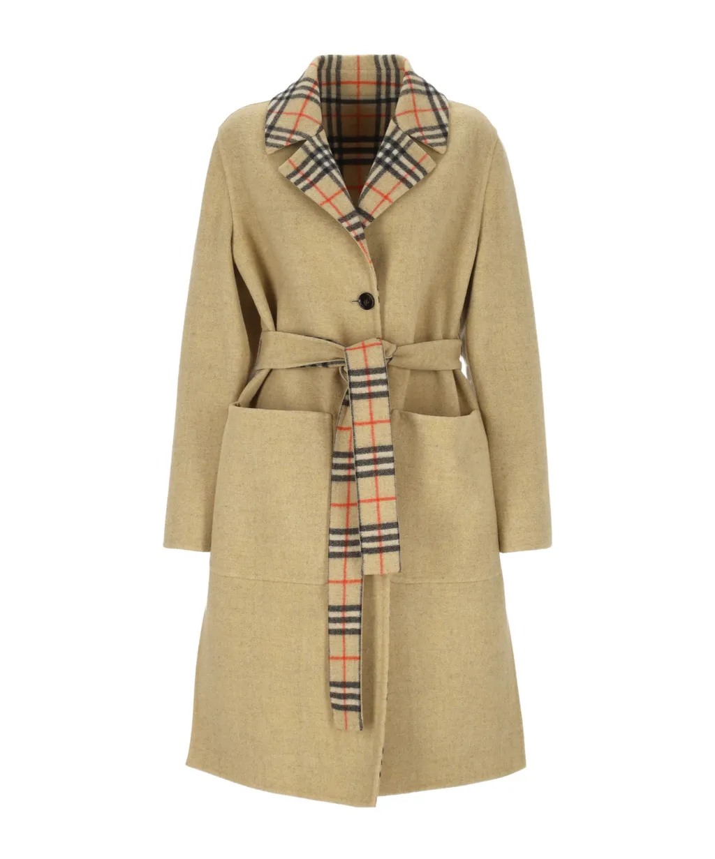 Single Breasted Belted Reversible Coat