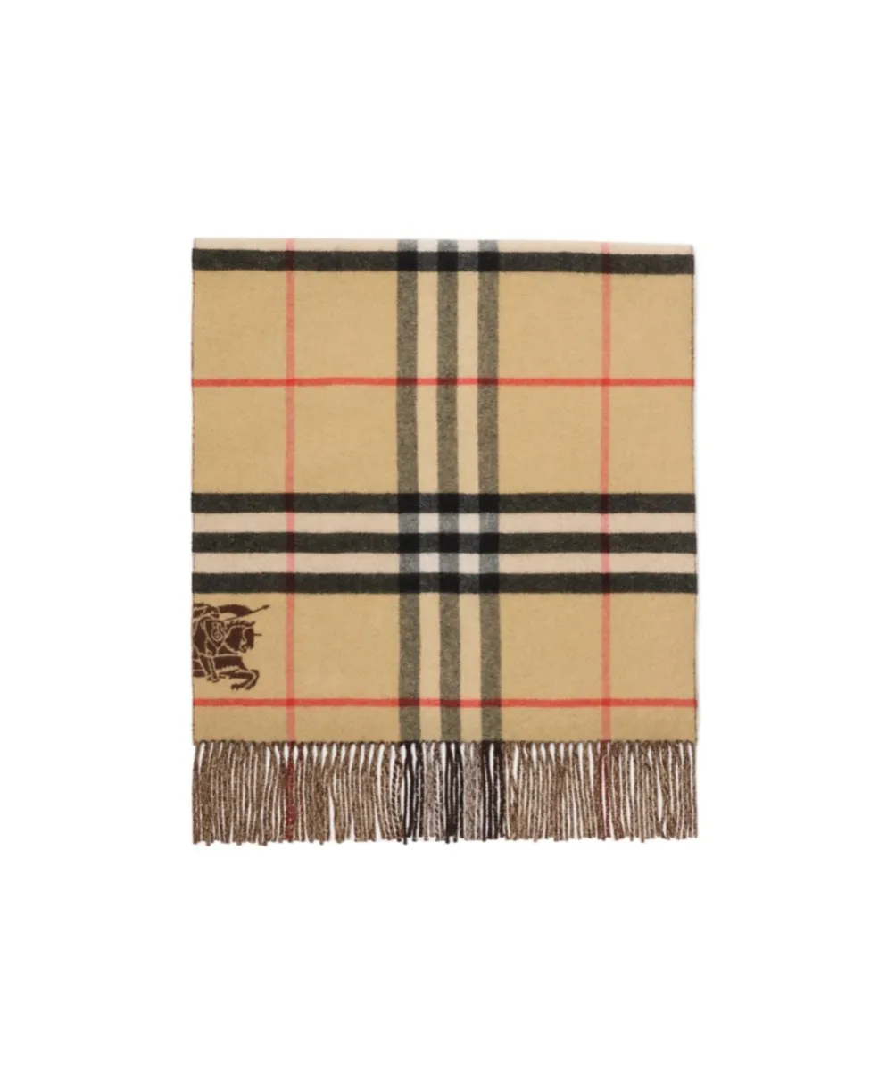 Wide Reversible Check Cashmere Scarf