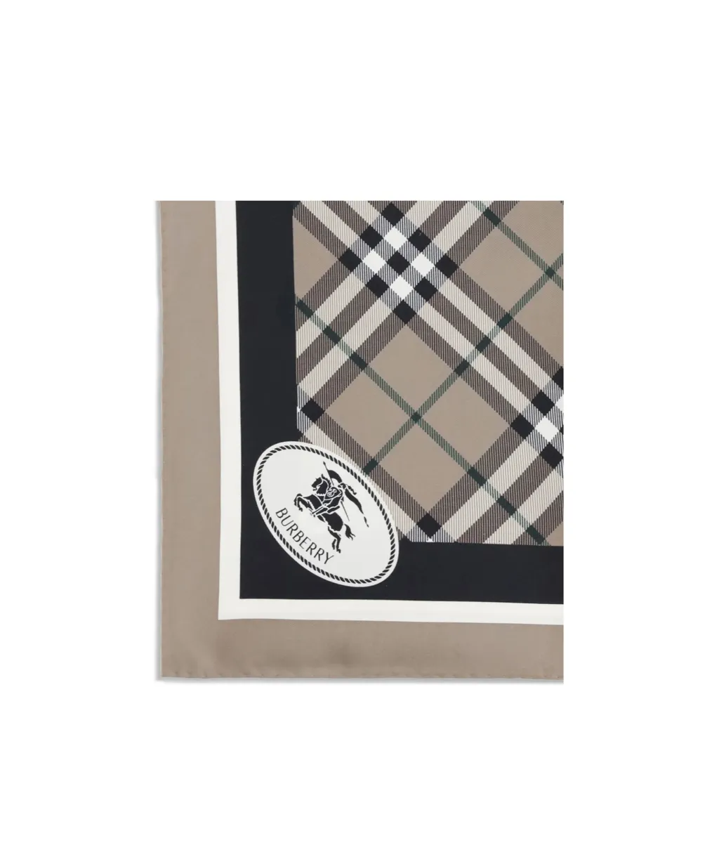 Vintage Check-Pattern Silk Scarf