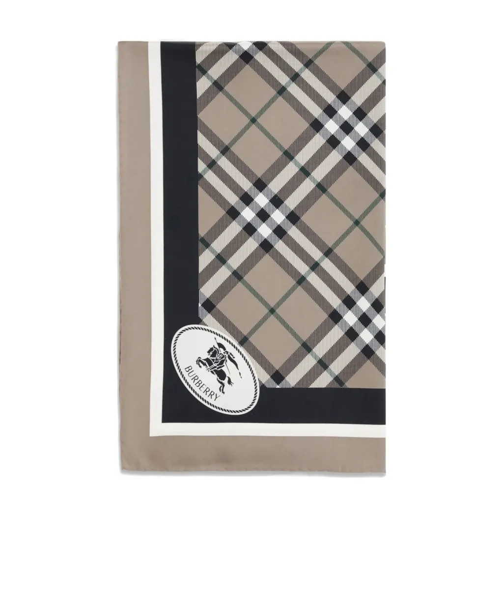 Vintage Check-Pattern Silk Scarf