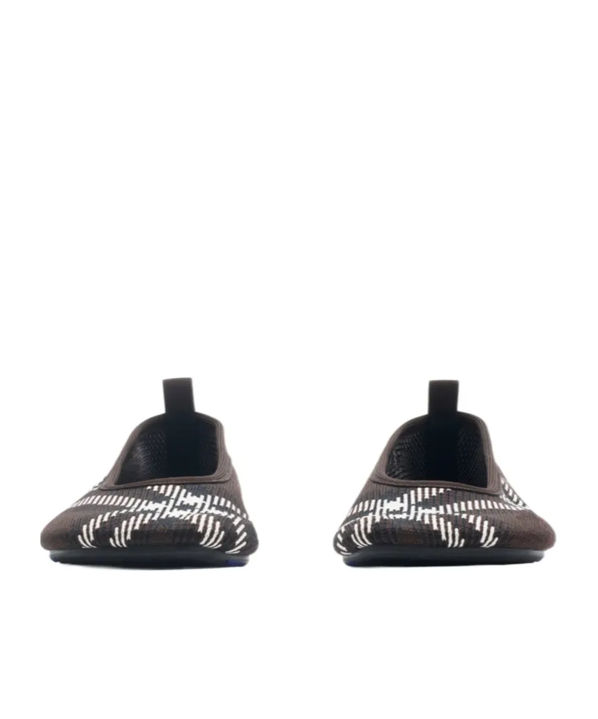 Checked Knitted Slip-On Ballerina Shoes