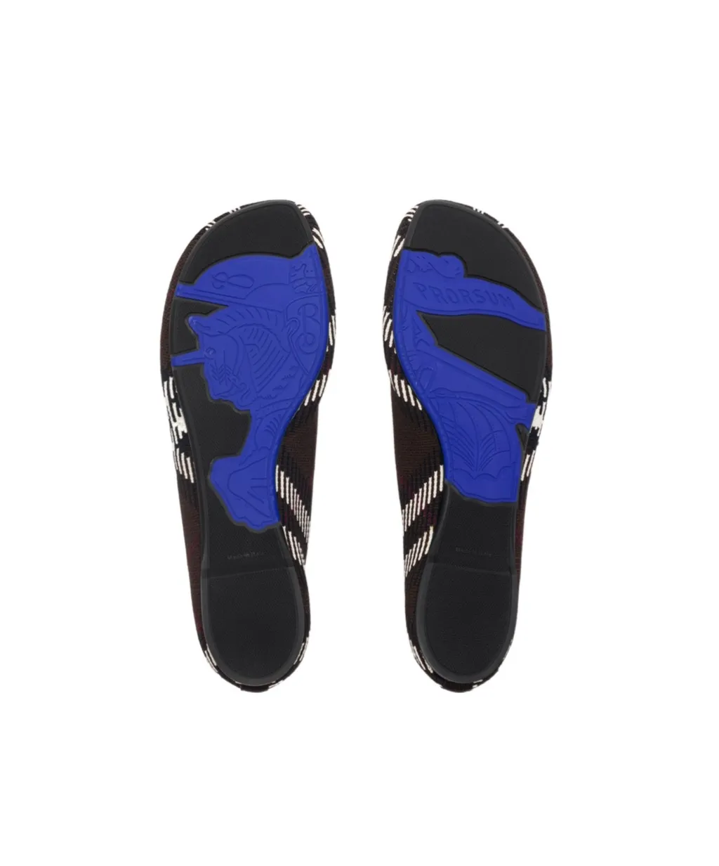 Checked Knitted Slip-On Ballerina Shoes