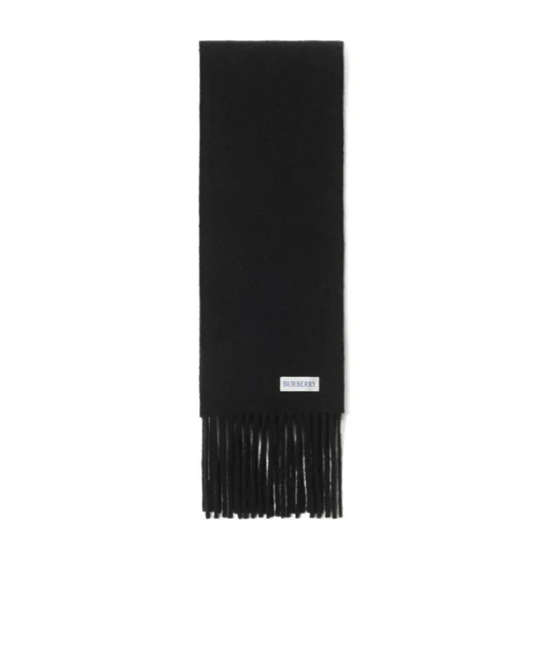 Check Label Fringed Scarf