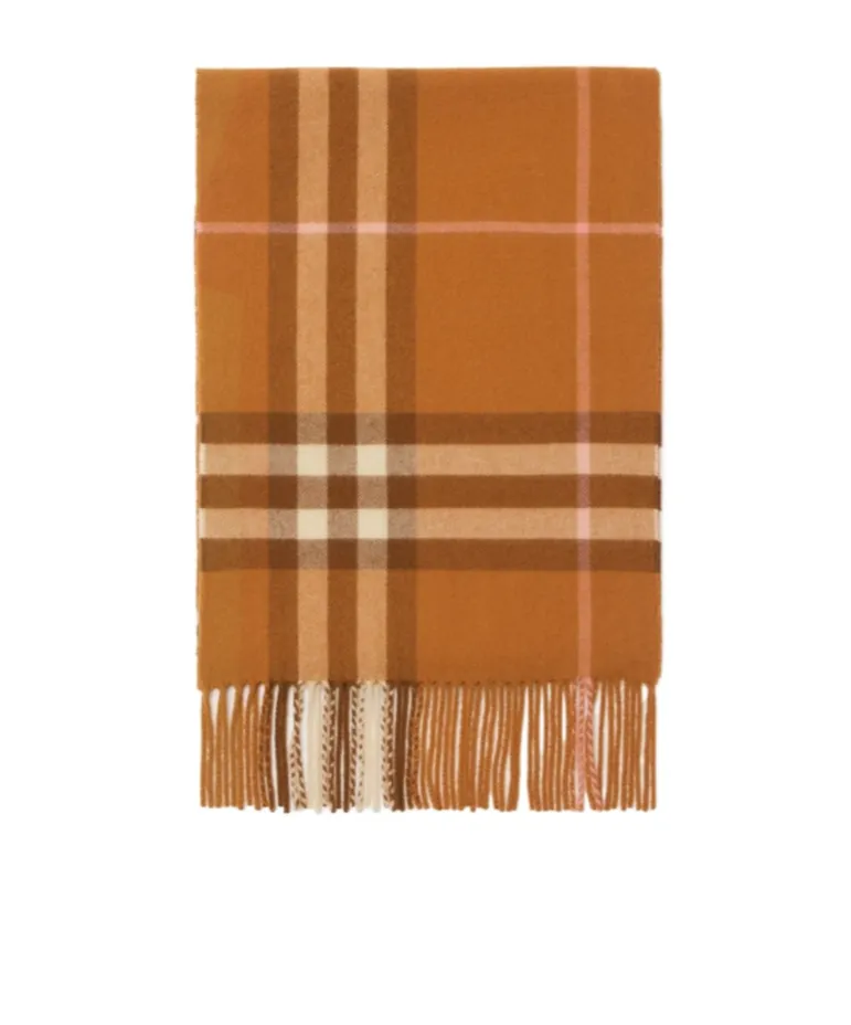 Checked Fringed-Edge Scarf