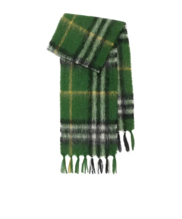 Check Mohair Wool Scarf
