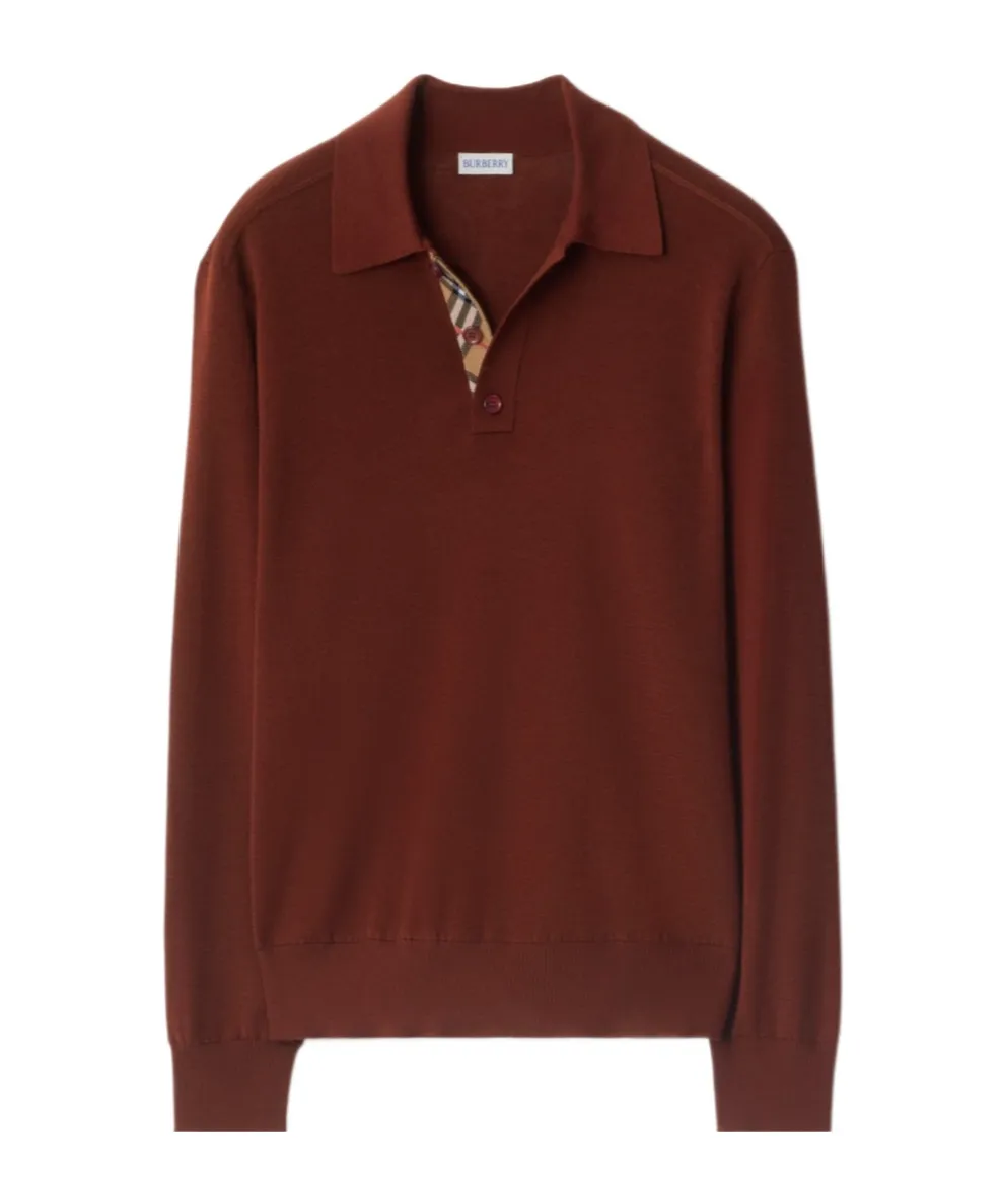 Long-Sleeve Wool Polo Shirt