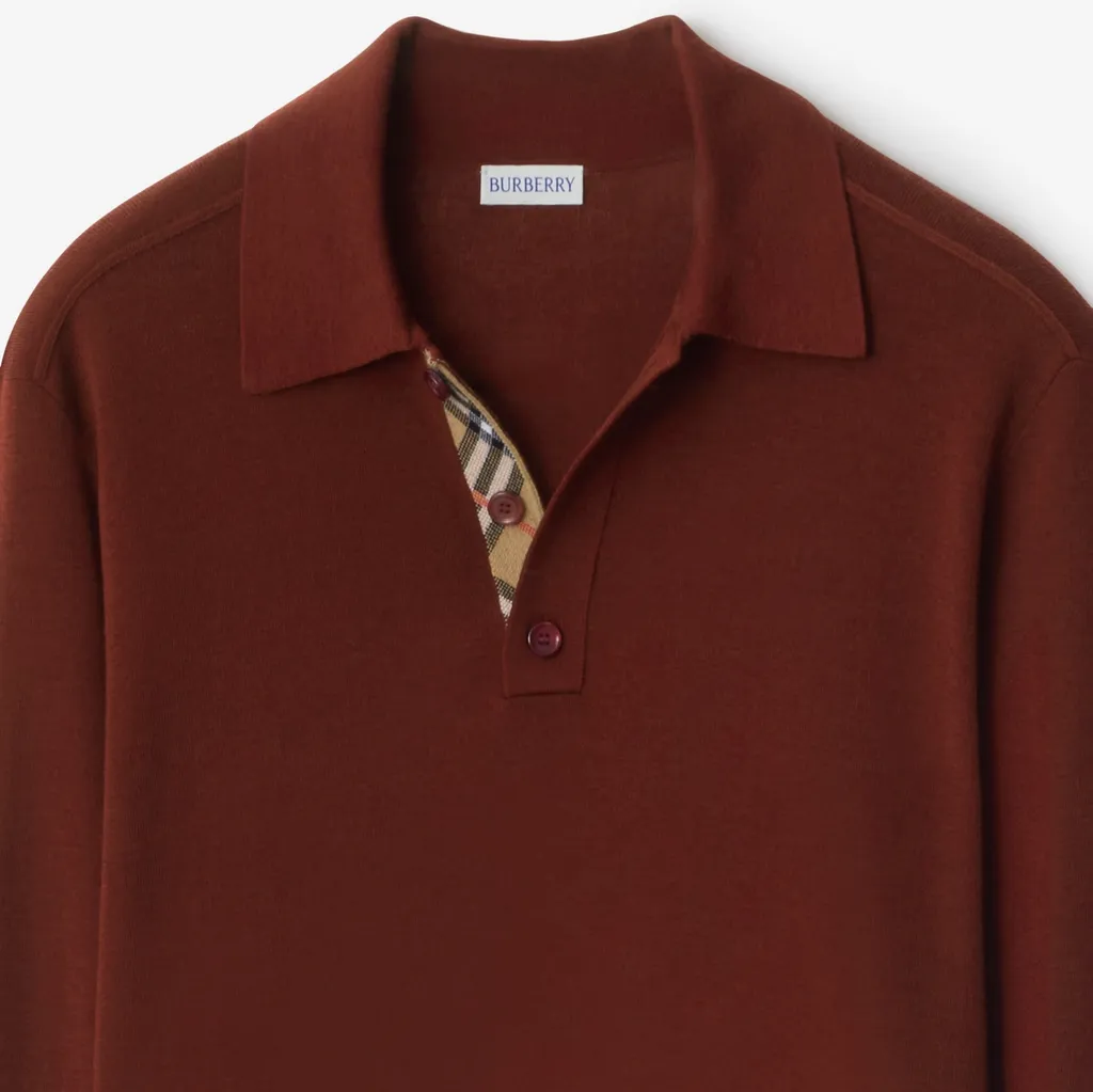 Long-Sleeve Wool Polo Shirt