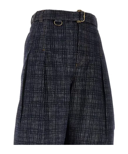 Checked Belted Trousers