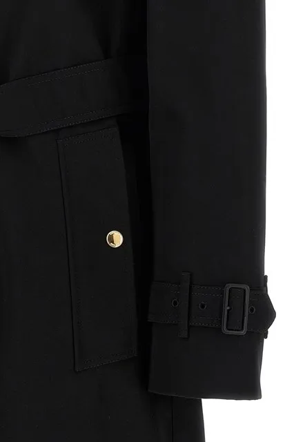 Long Check Collar Gabardine Trench Coat