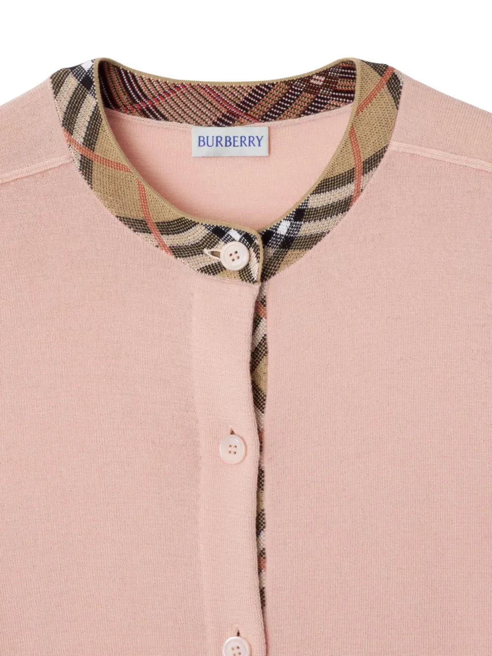 Check-Trimmed Cardigan