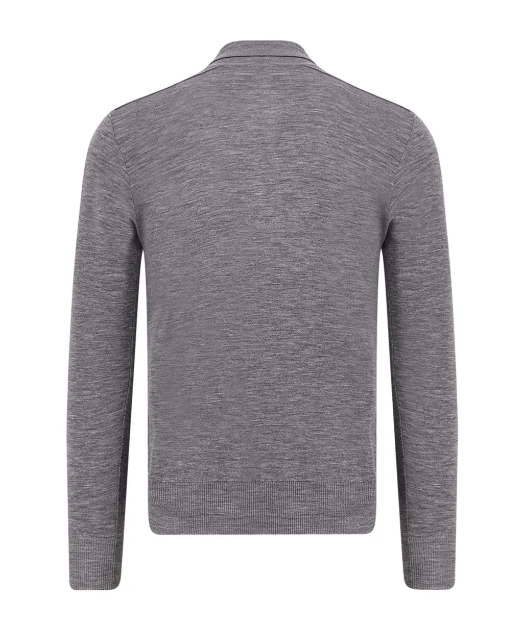 Long Sleeved Knitted Polo Shirt