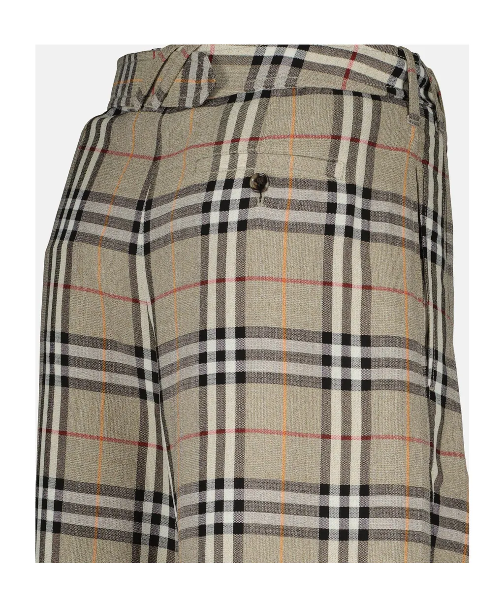 Check Pleated Trousers