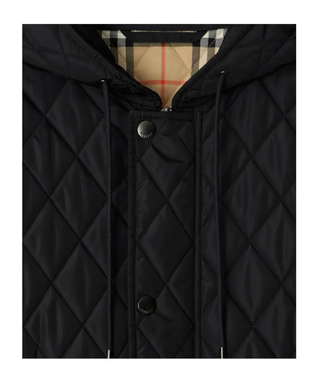 Checkered Detailed Quilted Coat