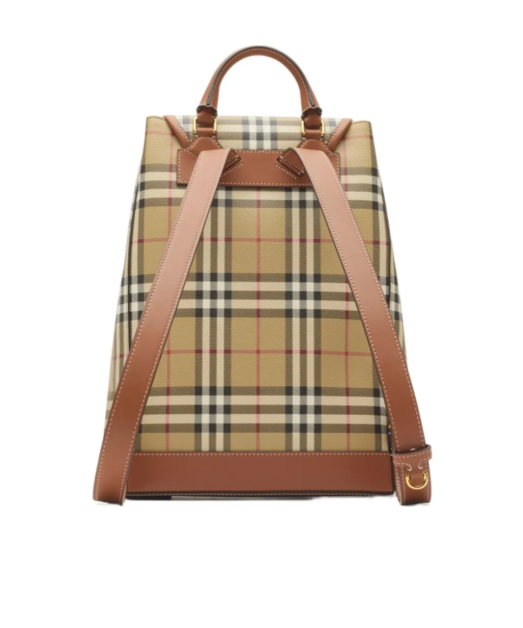 Checked Buckle Detailed Backpack
