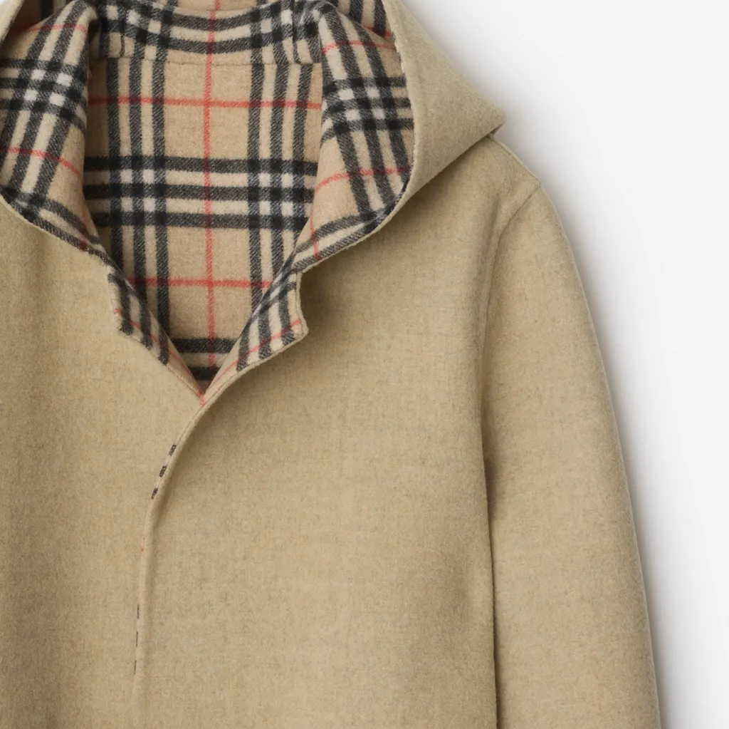 Reversible Wool Hooded Wrap Coat