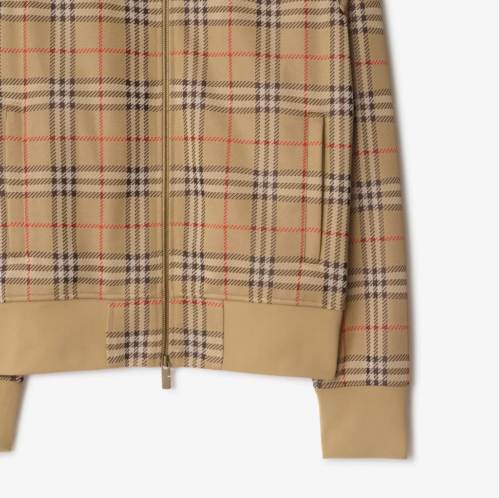 Check Printed Zipped Bomber Jacket