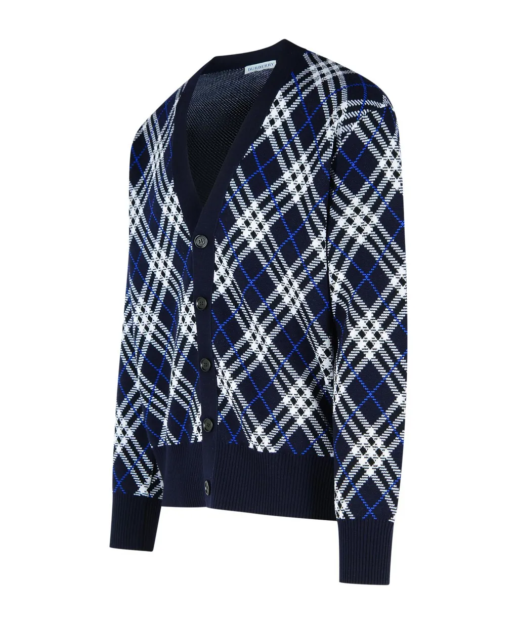 Check Pattern V-Neck Cardigan