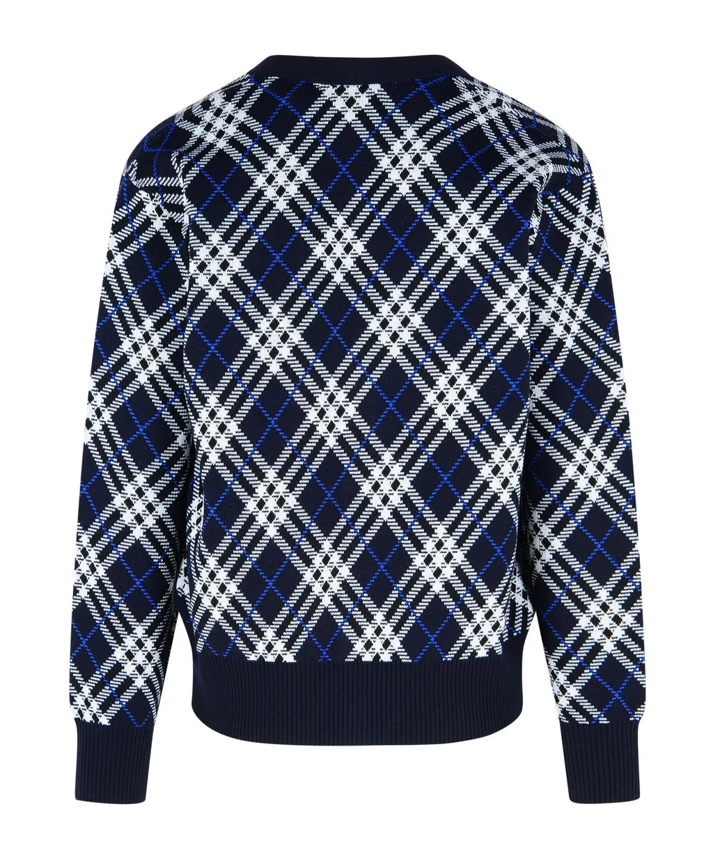 Check Pattern V-Neck Cardigan
