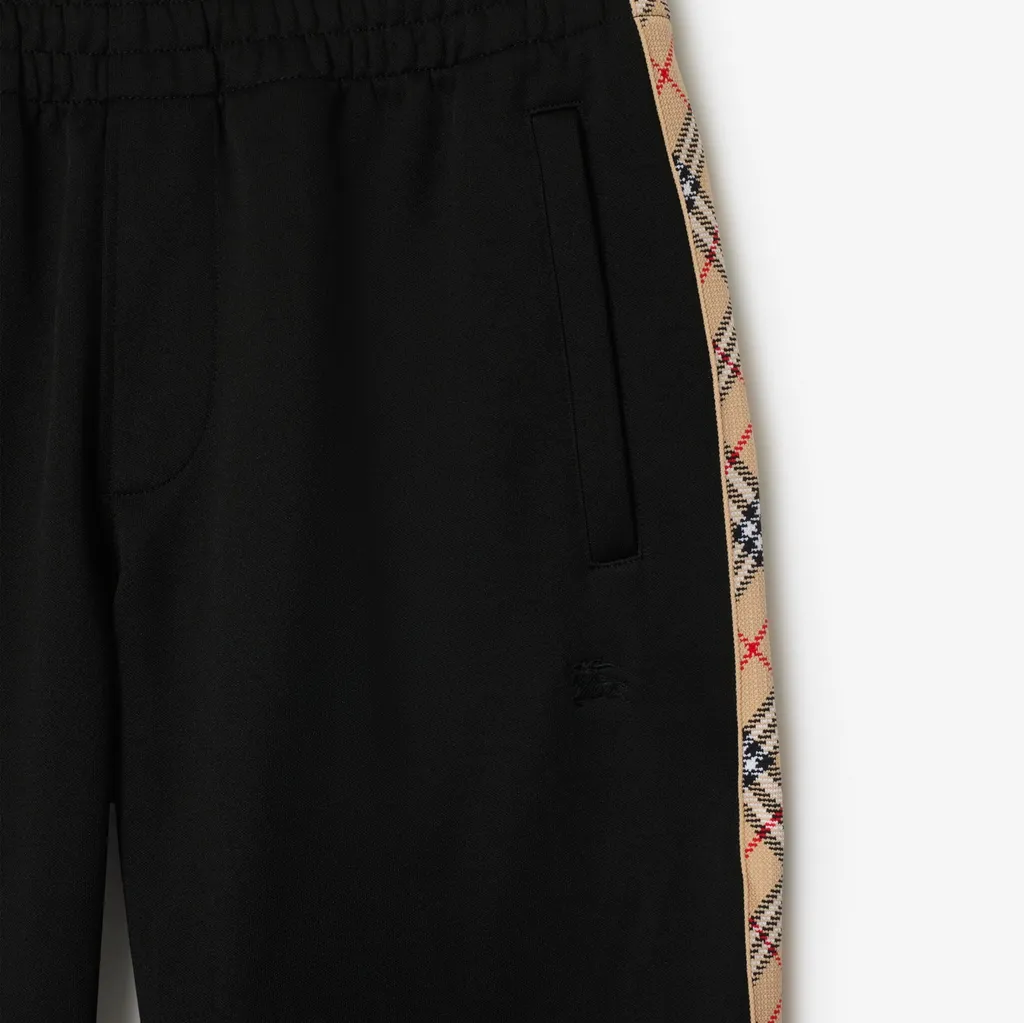 Check Trim Straight-Leg Track Pants