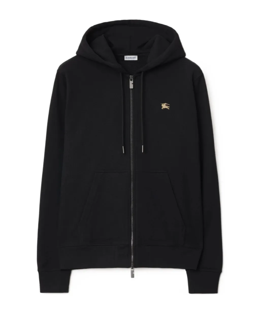 Ekd Embroidered Zip-Up Drawstring Hoodie