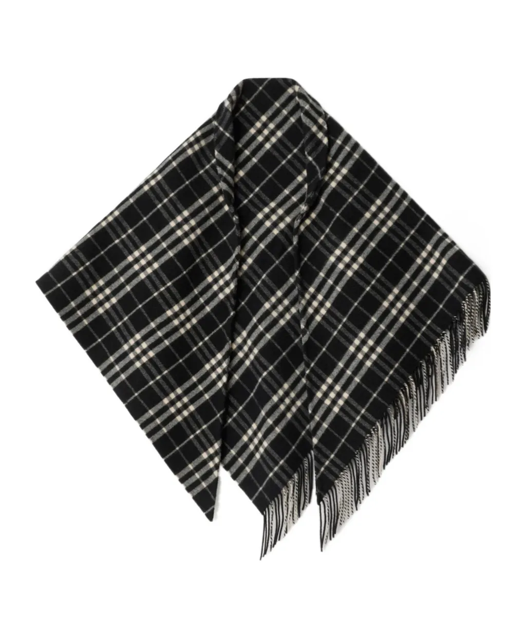 Checked Fringed Edge Scarf