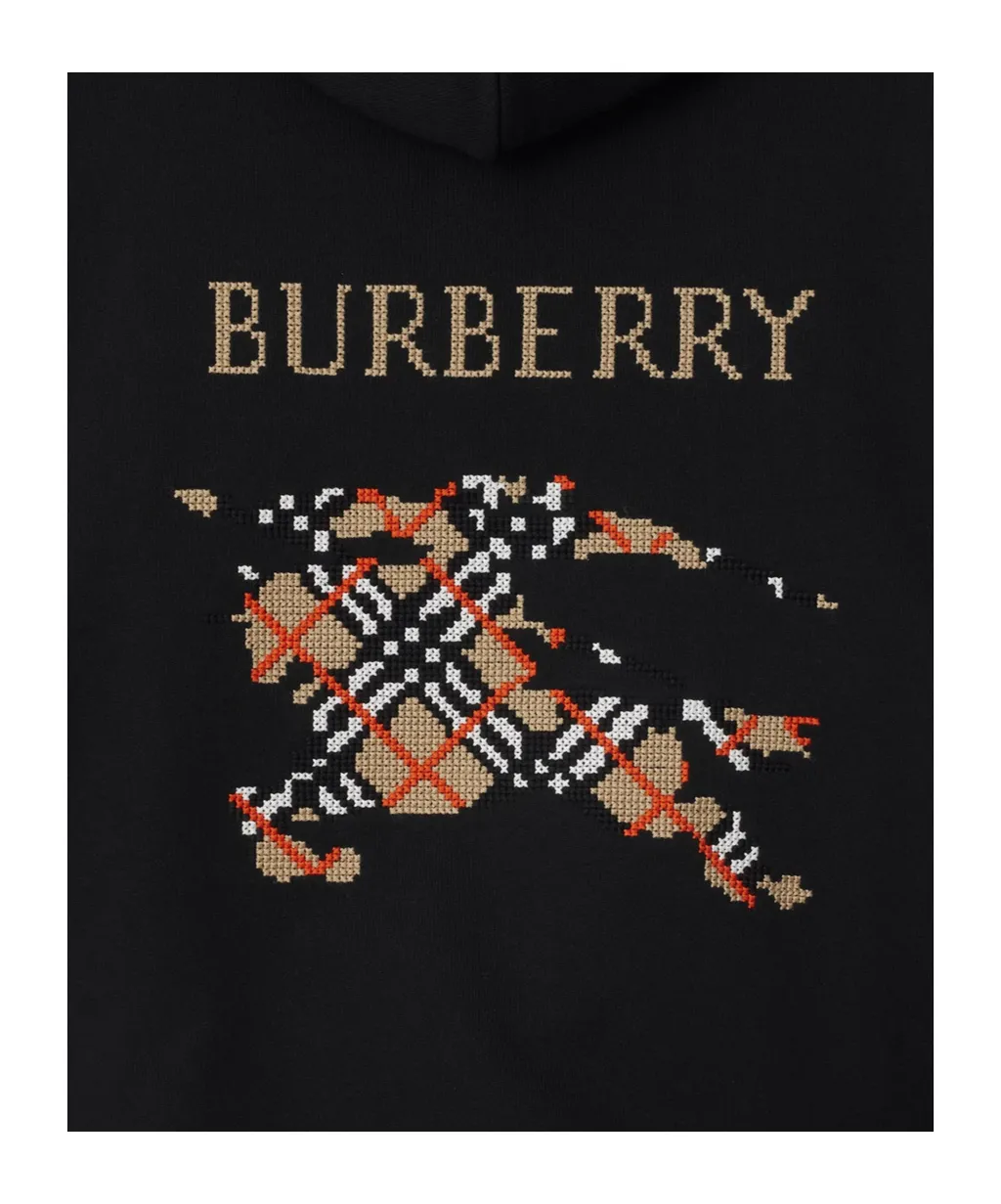 Logo Embroidered Checked Drawstring Hoodie